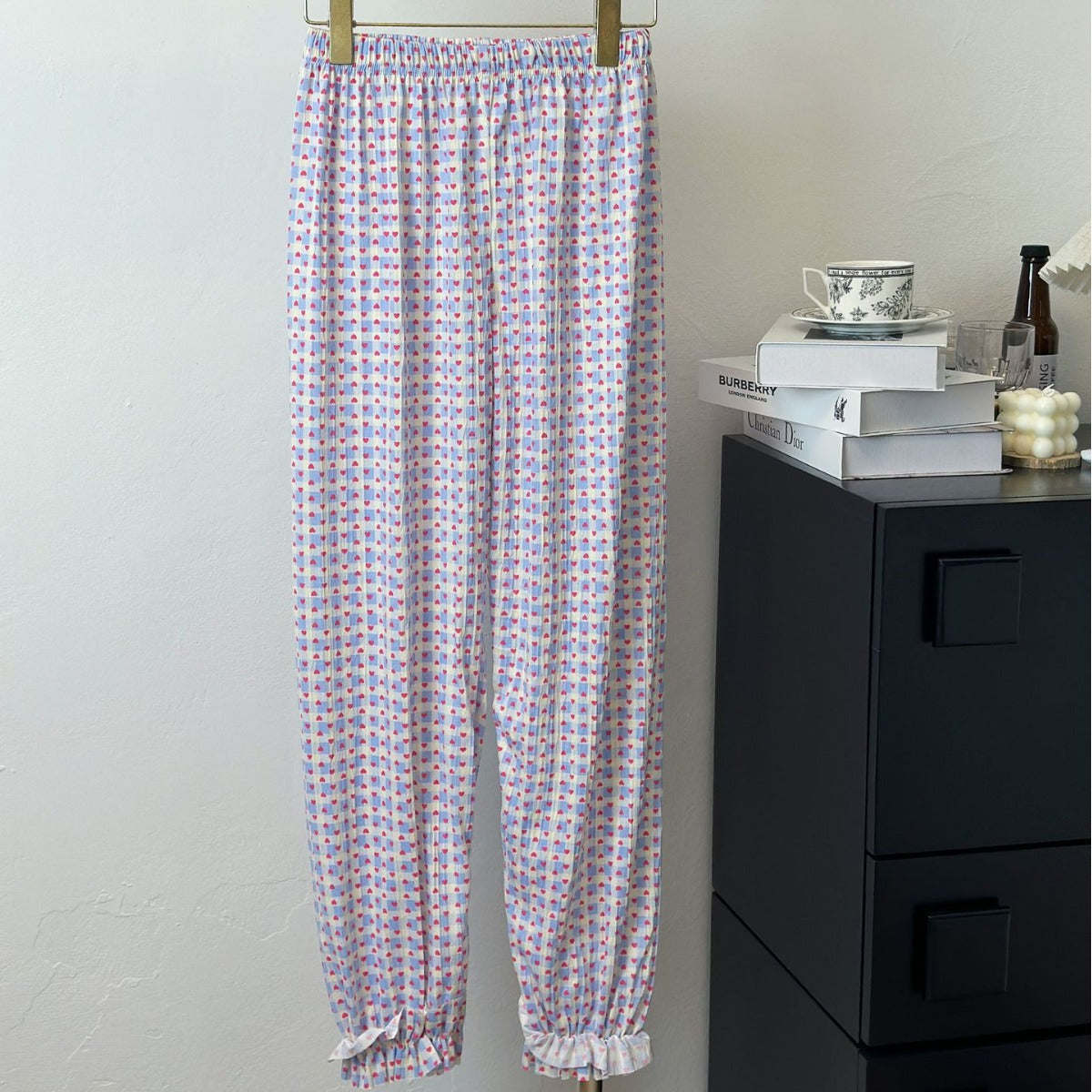 Wholesale Plaid Casual Wide-leg Women's Summer Pajama Pants High Waist Straight Loose Walking Pants